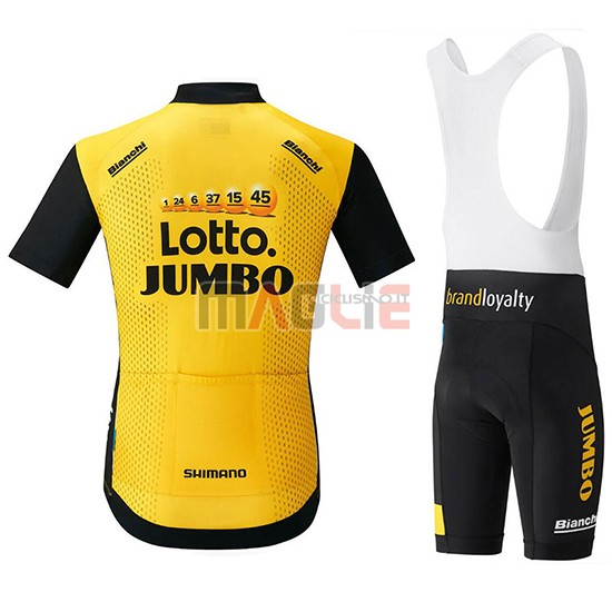 2018 Maglia Lotto NL Jumbo Manica Corta Giallo e Nero